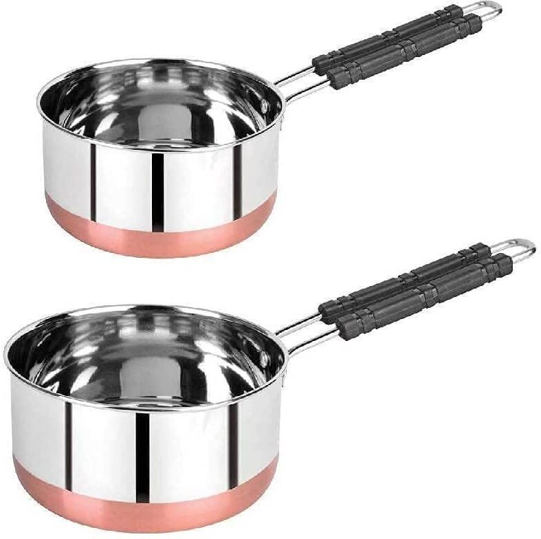 narv Stainless Steel Copper Bottom Sauce Tea Pan 2 pcs Combo Set | Tea Coffee Pan K1 Bowl Serving Set-picture-19