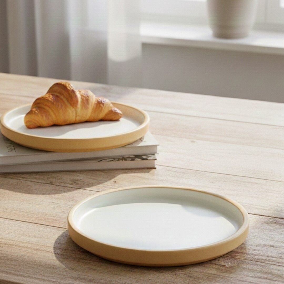 blackcarrot Ceramic Beige & White Stoneware Quarter Plates Set of 2 Dinner Set-picture-14