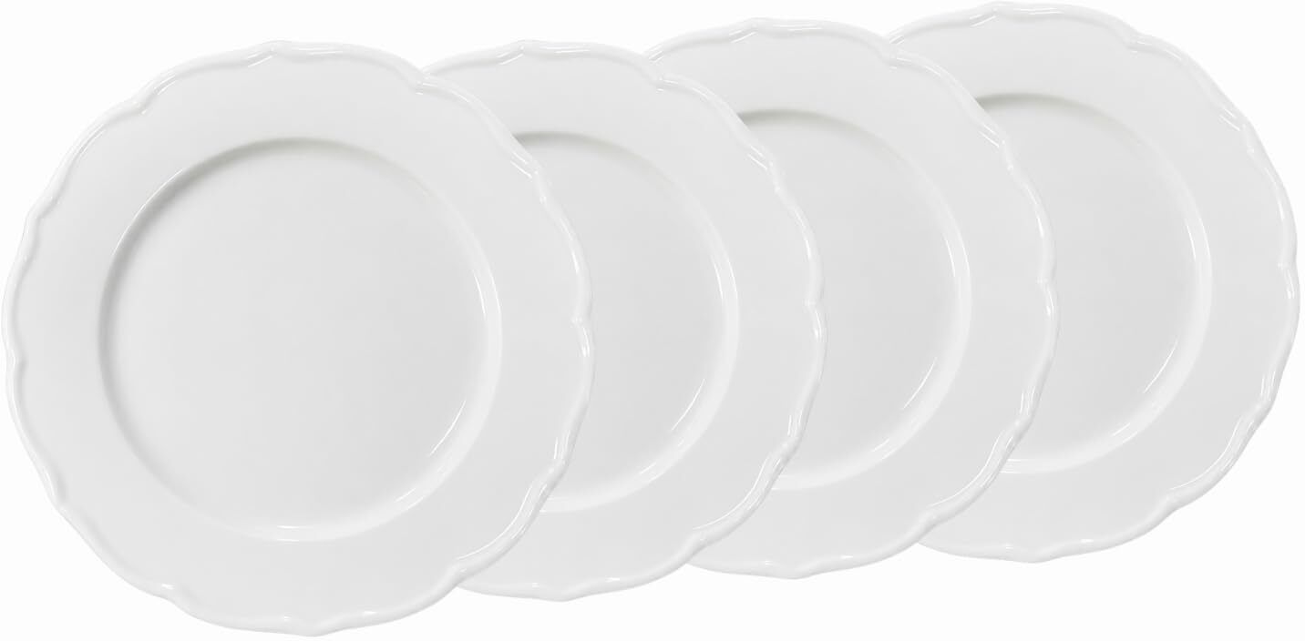 Pack of 4 Porcelain Dinner Plates 27cm Plain White | Home & Kitchen Dinnerware Serving Side Plate Dinner Set-image-36
