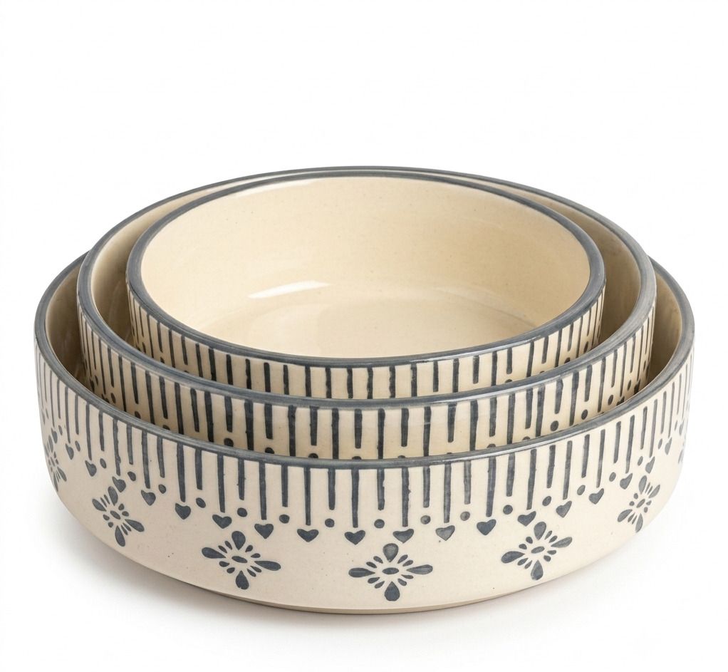 glina aura Pack of 3 Ceramic Artisan Floral Bowl Set Dinner Set-picture-10
