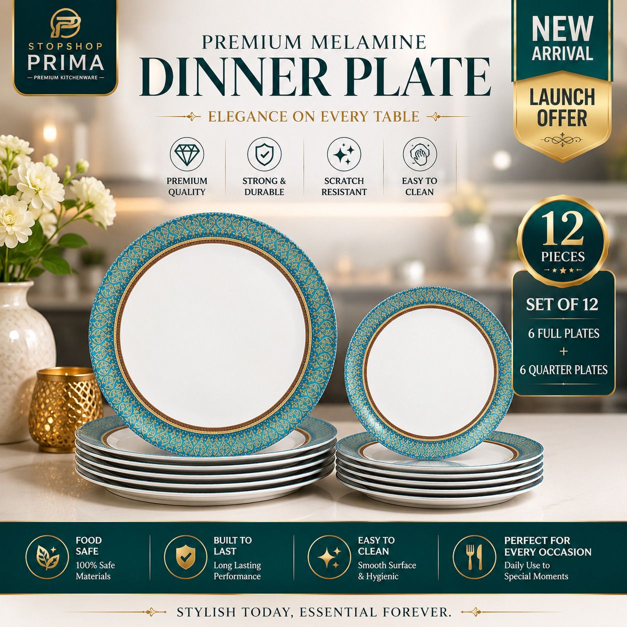 Pack of 12 Melamin Dinner Set-image-46