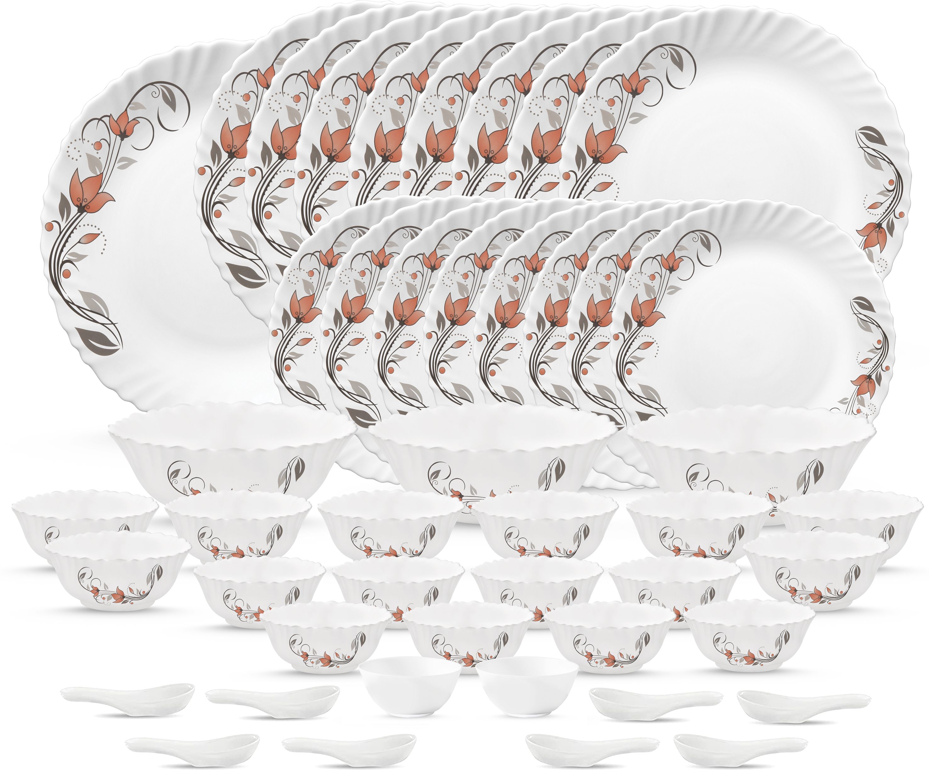 Pack of 46 Opalware Scarlet Bloom Dinner Set-image-39