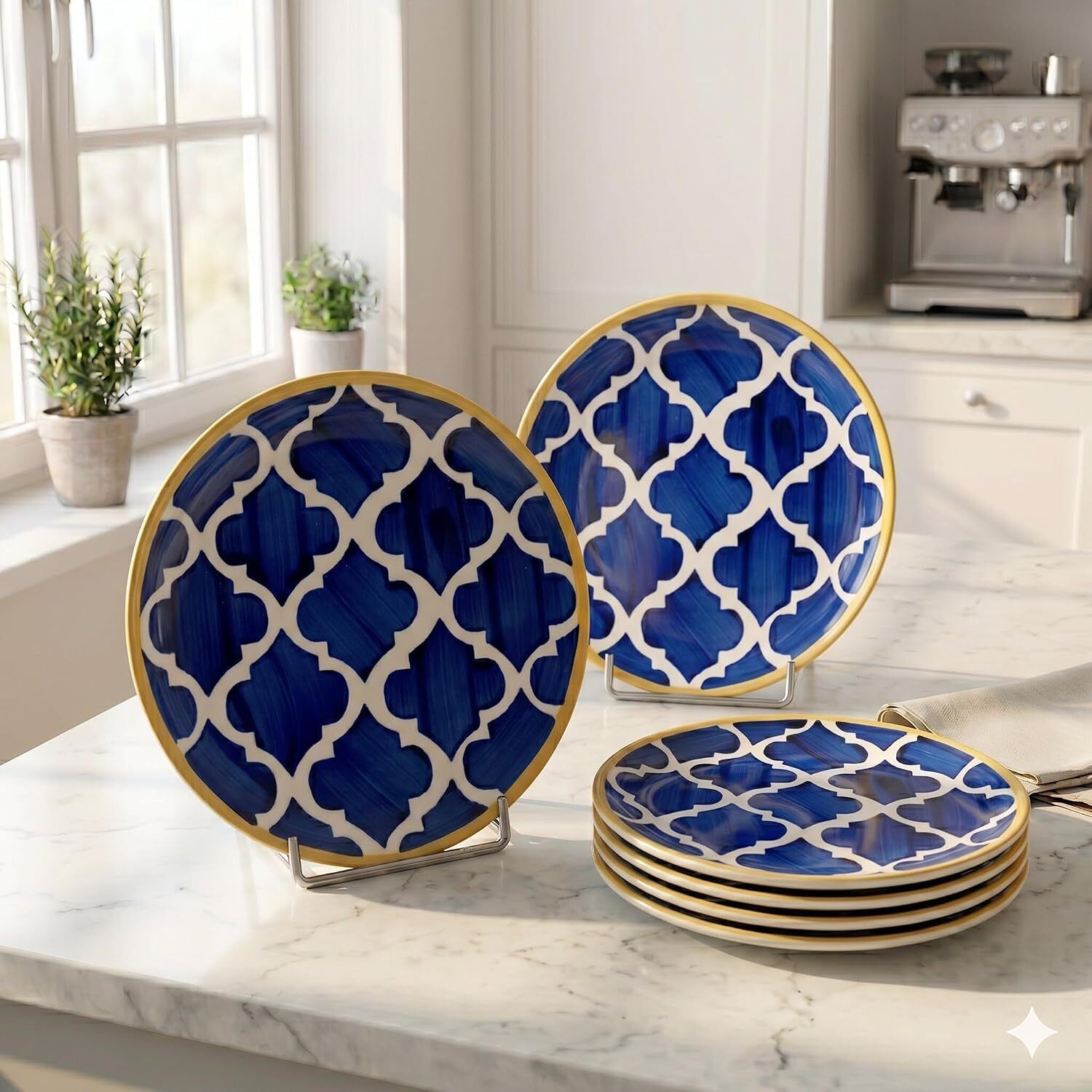 yanci Pack of 6 Ceramic Ceramic Dinner Plate, 18.5cm, Printed Stoneware, Dinner Set-picture-20