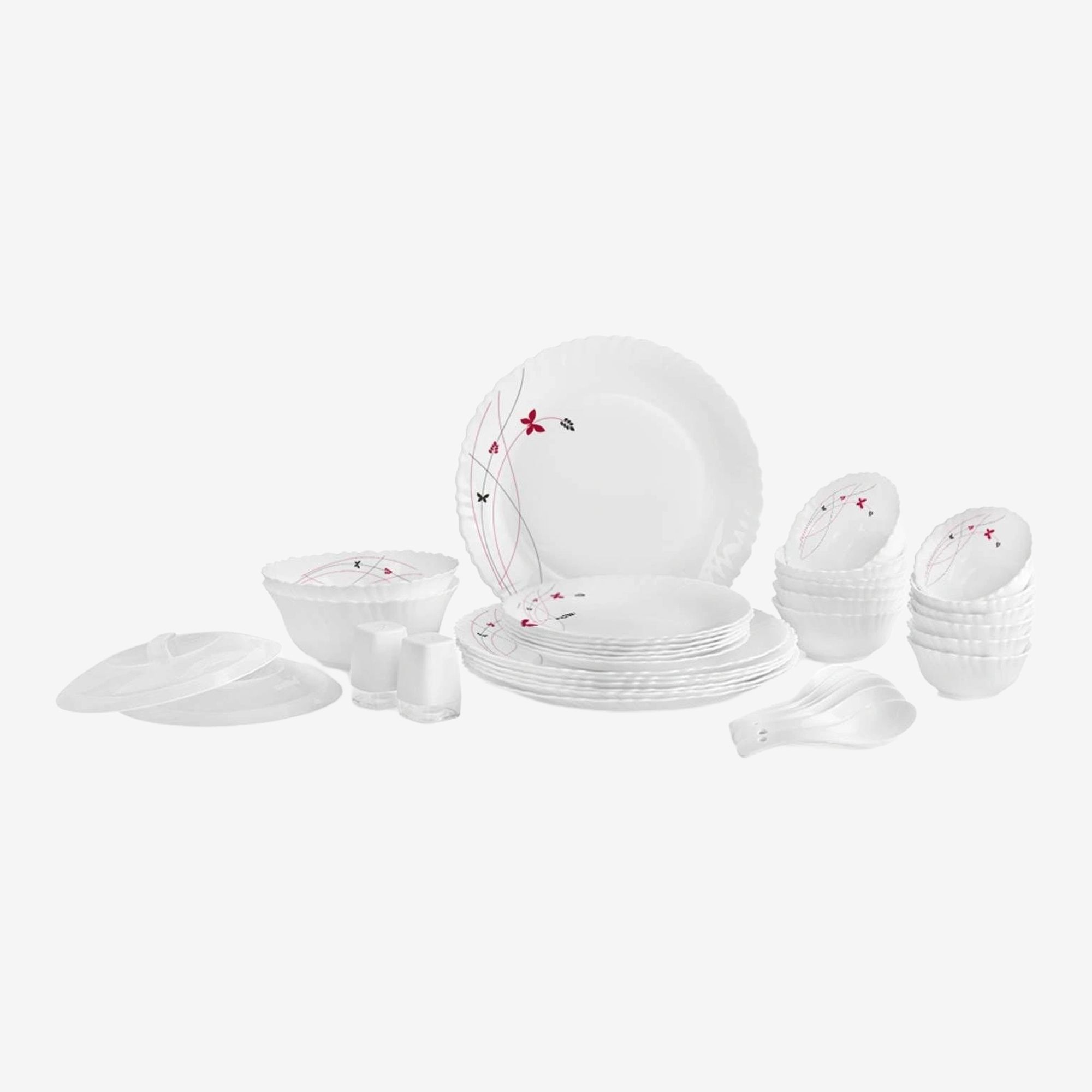 Pack of 37 Opalware Dazzle Lush Fiesta Dinner Set