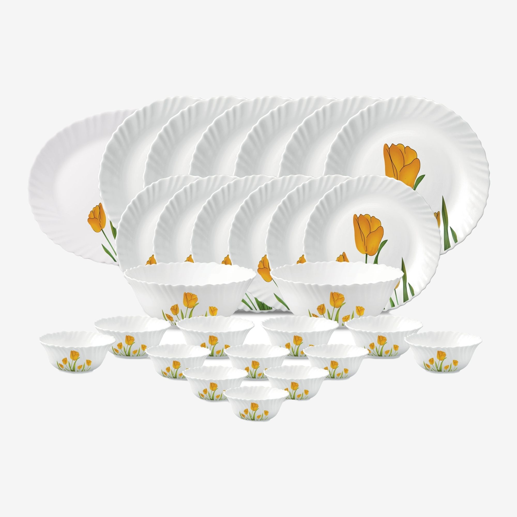 Pack of 27 Opalware Tulip Passion Dinner Set-image-3
