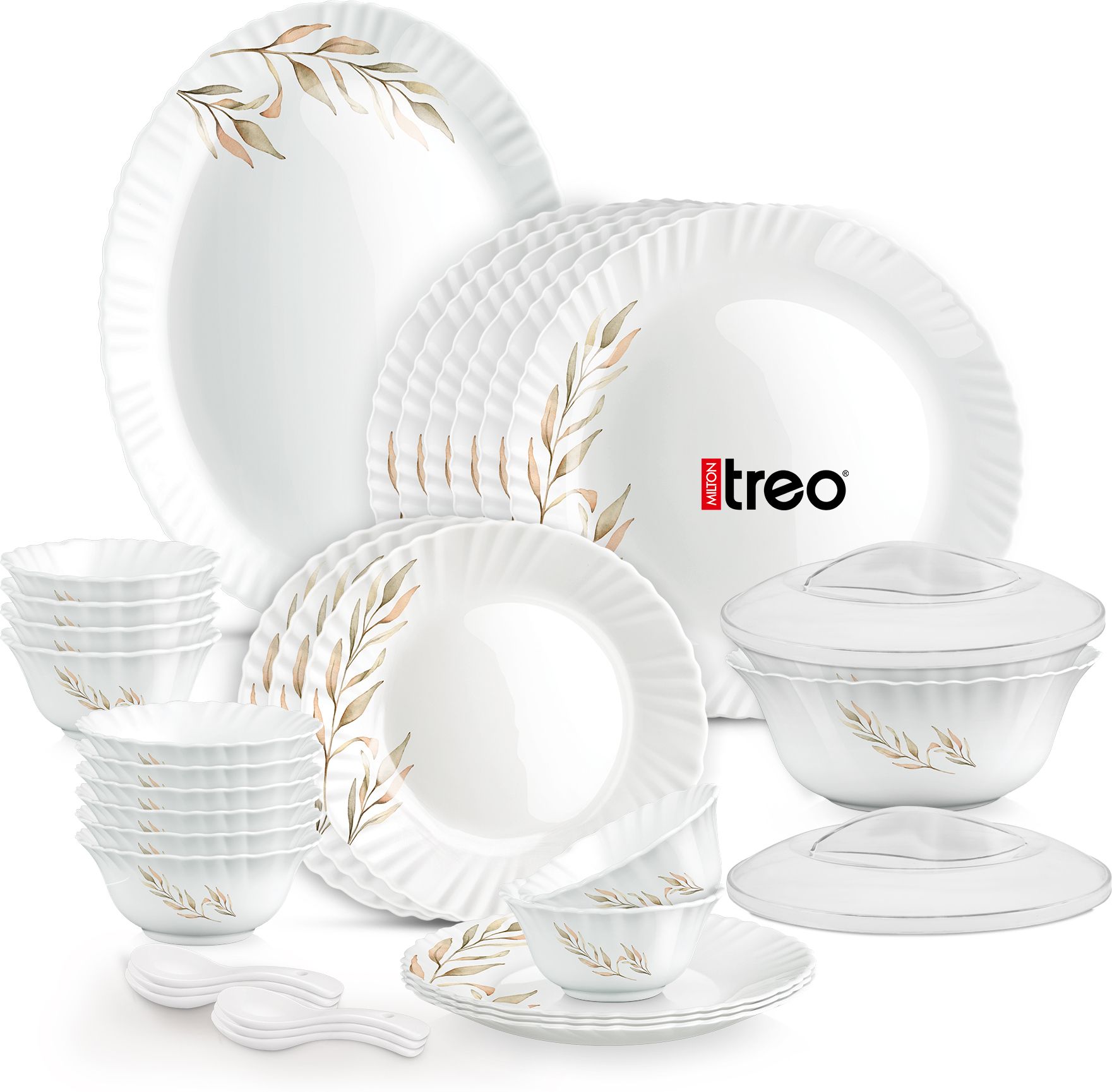 pack of 35 opalware neuma selene dinner set | serving for 6 | dishwasher safe, for dining & gifting dinner set