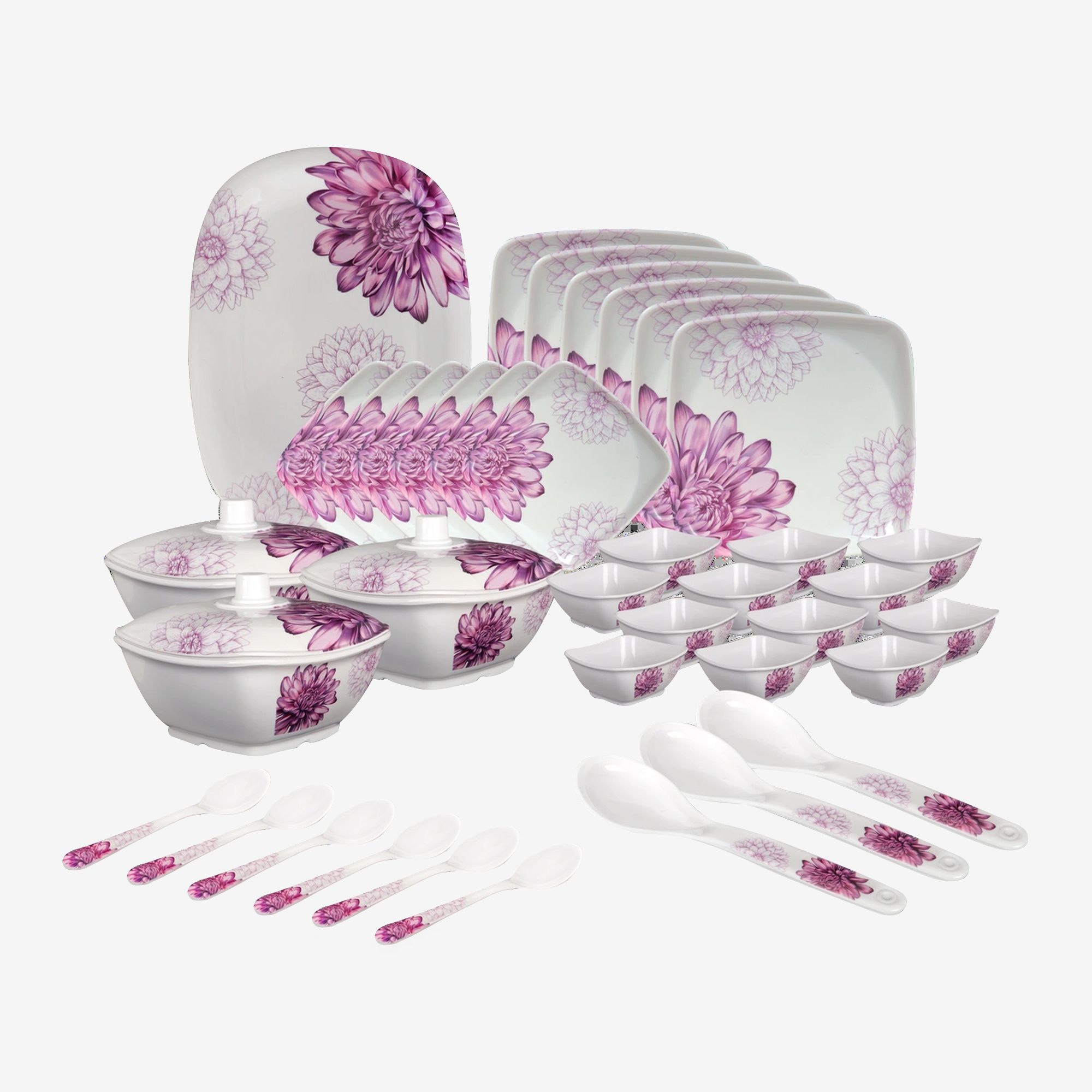 hamlay by sigri-wala Pack of 40 Melamin Dahlia Dinner Set-picture-15