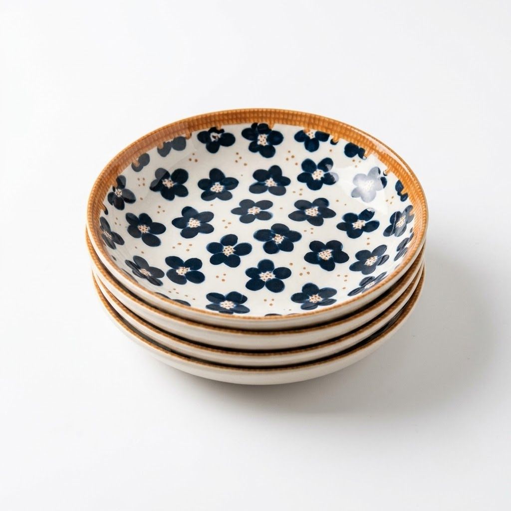 Pack of 4 Ceramic Artistic Floral Pattern Plate for Appetizers Desserts Breakfast & Display Use Dinner Set-image-7