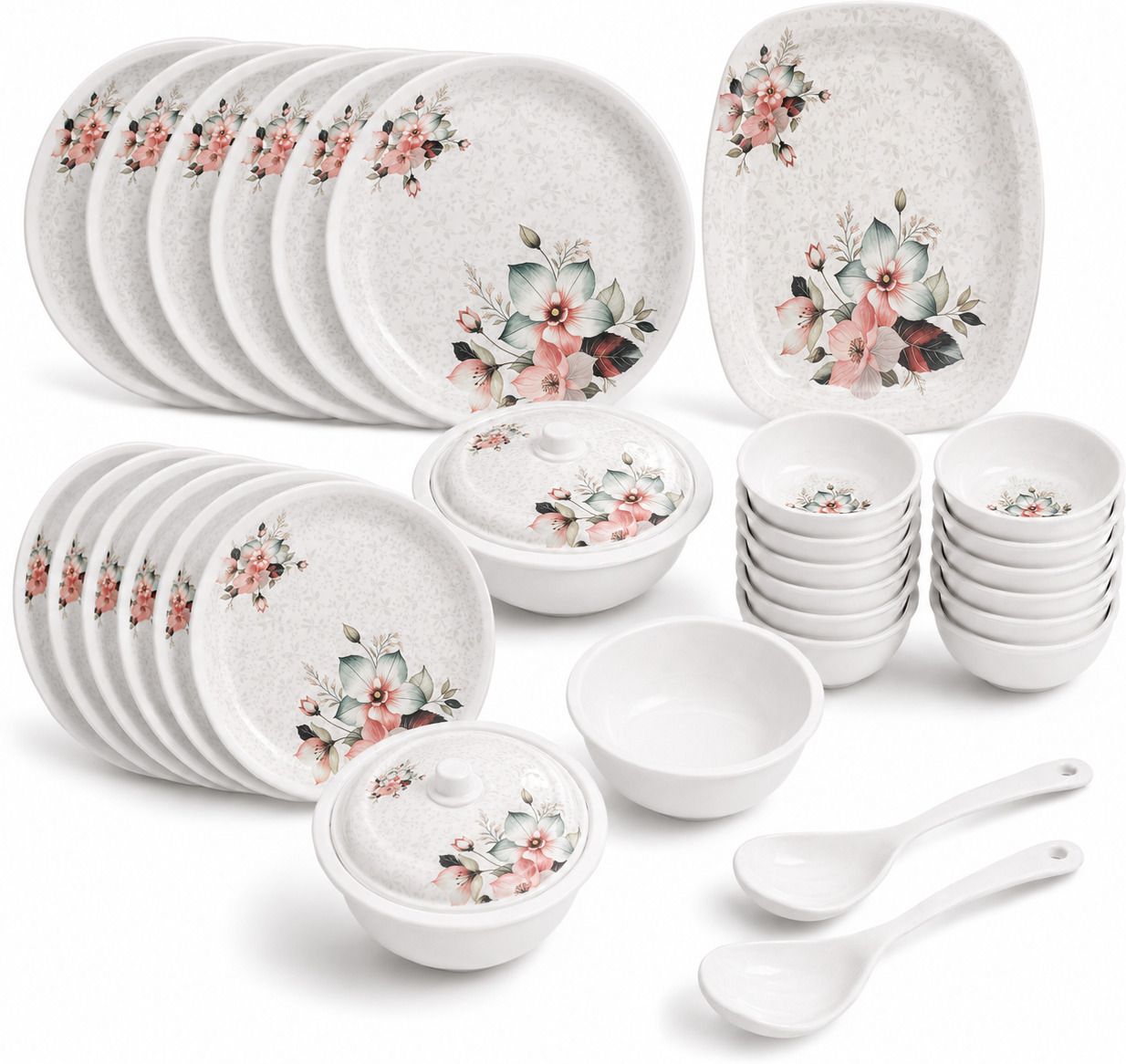 Pack of 32 Melamin Samrat Series |Dinnerware Set with Plates ,Bowls & Casseroles |Serves 6 Dinner Set-image-43