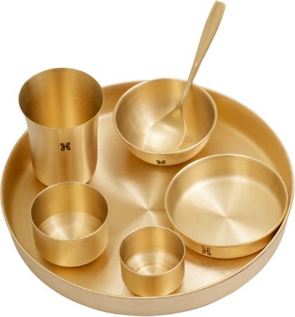 hitha wellness Brass Hithawellness Dinner Set-picture-40