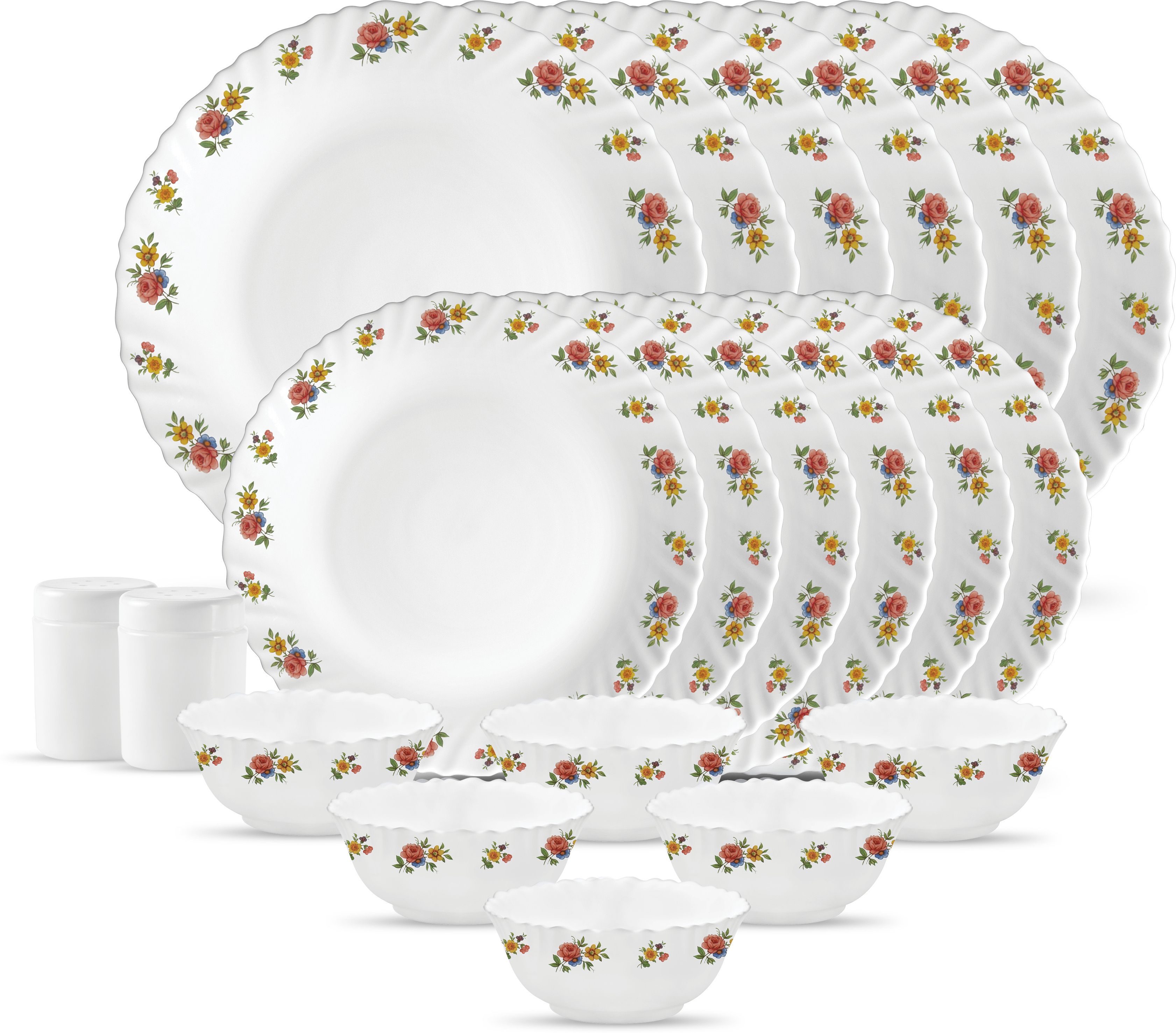 laopala Pack of 20 Opalware Novo Collection Dinner Set Petite Roses Dinner Set-picture-14