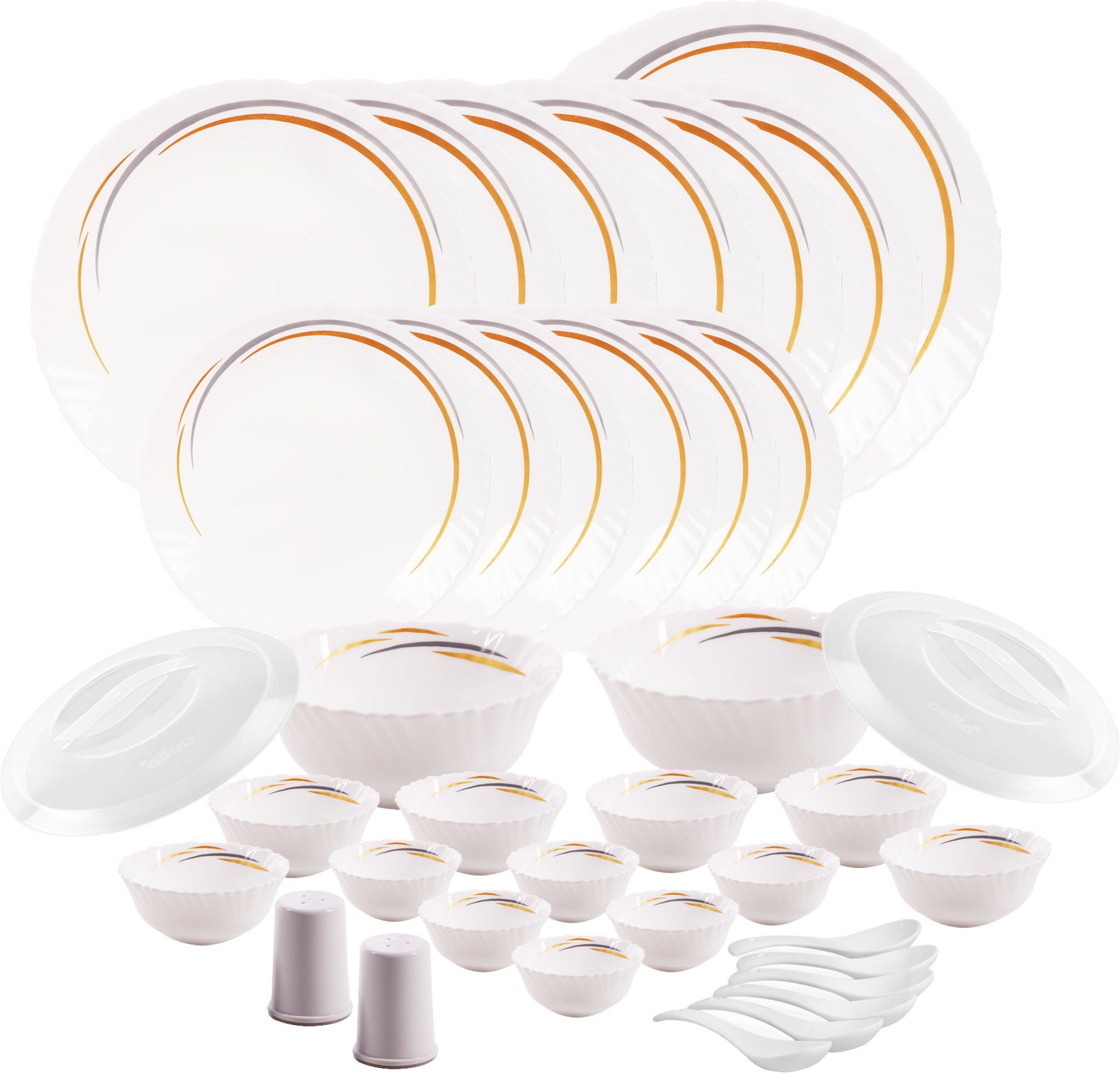 Pack of 37 Opalware Dazzle Golden Arc 37 Pcs Dinner Set-image-39