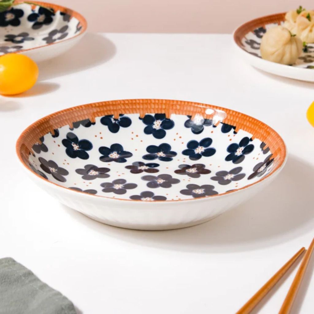 Ceramic Style Flower Design Plate Decorative Ceramic Tray for Living Room Table Decor Dinner Set-image-42