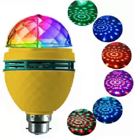 360 Degree LED Crystal Rotating Bulb Magic Disco LED Light, LED Rotating Bulb Light Lamp Colorful Magic DJ Laser Light Lighting Disco Party Bulb for Party Home Diwali Decoration Single Disco Ball