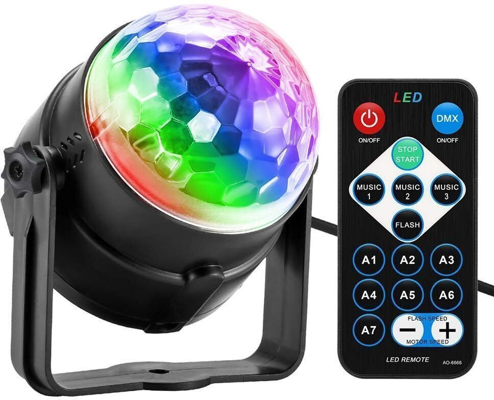 RGB Party Disco Light with Remote, 7 Color Mode DJ Light for Home Party Birthday Disco Ball Set-image-12