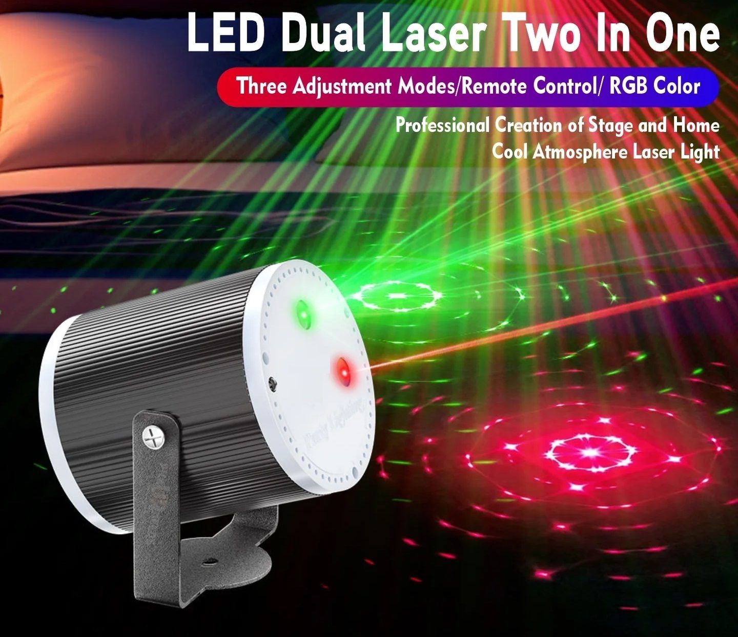 Lighting Effect Mini Cylinder DJ Disco Laser Light with 16 Patterns & 4 Modes Shower Laser Light-image-49