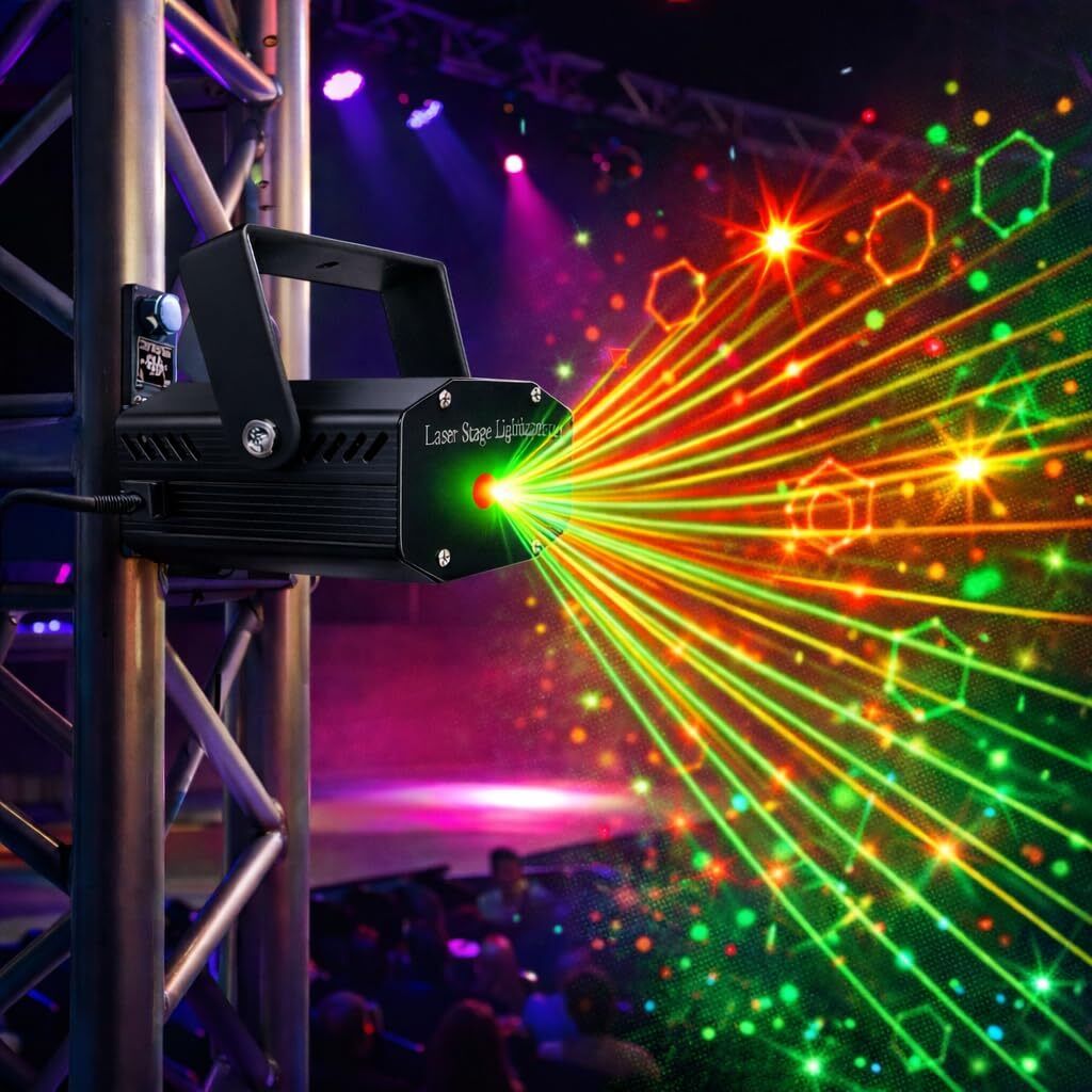 enmora Mini Laser Projector Light Featuring Sound-Activated Disco Ball CX25 Dual Disco Ball-picture-13