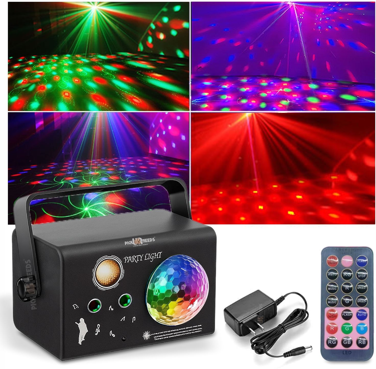 pick ur needs DJ Party Lights with Remote- RGB Color Effects - Sound Activated LED Projector Single Disco Ball-picture-27