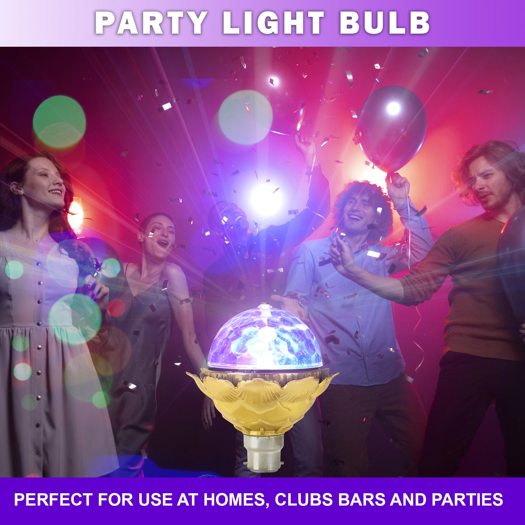 Rotating LED Bulb | Golden Body | Multicolor Light Show for Home Parties | 1 Pc Single Disco Ball-image-44