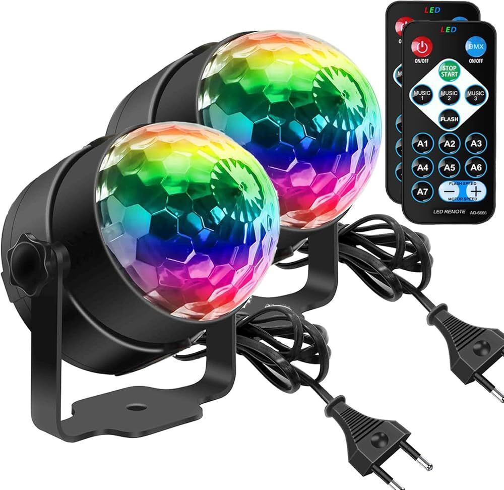 khodiyar enterprises Party Lights DJ Disco Ball 7 Colors Sound Activated Remote Control Disco Ball Set-picture-30