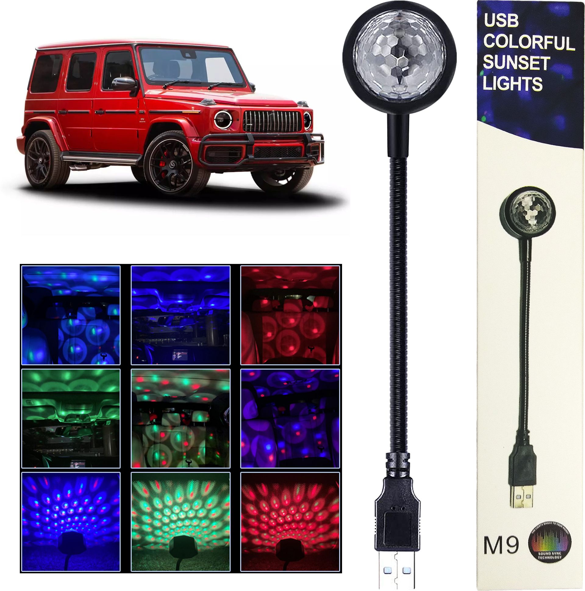 wrader DISCO Light DJ Projection Light 7 Colors + 9 Functional Modes M-Benz Car Disco Shower Laser Light-picture-25