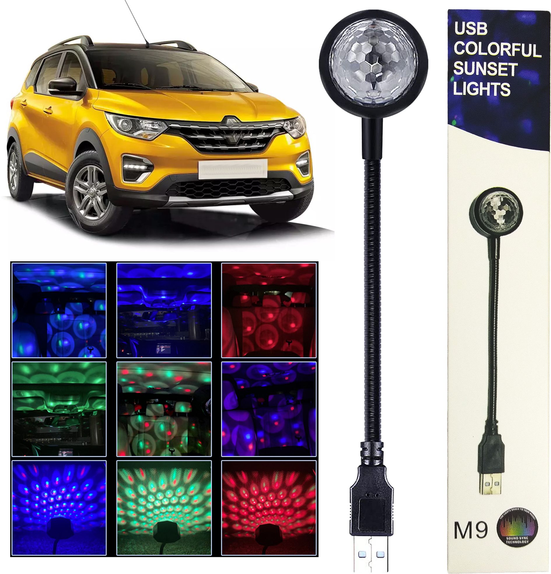 wrader DISCO Light DJ Projection Light 7 Colors and 9 Functional Modes Triber Car Disco Shower Laser Light-picture-17