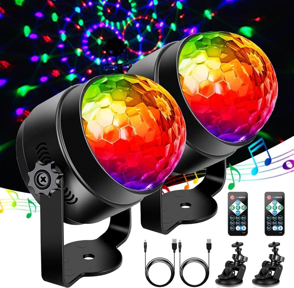 khodiyar enterprises Party Lights DJ Disco Ball 7 Colors Sound Activated Remote Control Disco Ball Set-picture-8