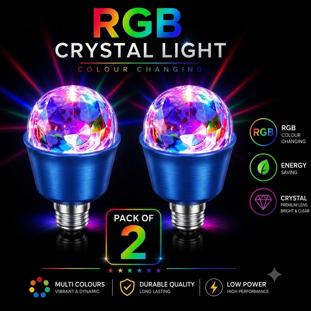 glownest RGB LED Disco Ball Night Lamp Crystal Colour Changing Light Pack of 2 Dual Disco Ball-picture-41