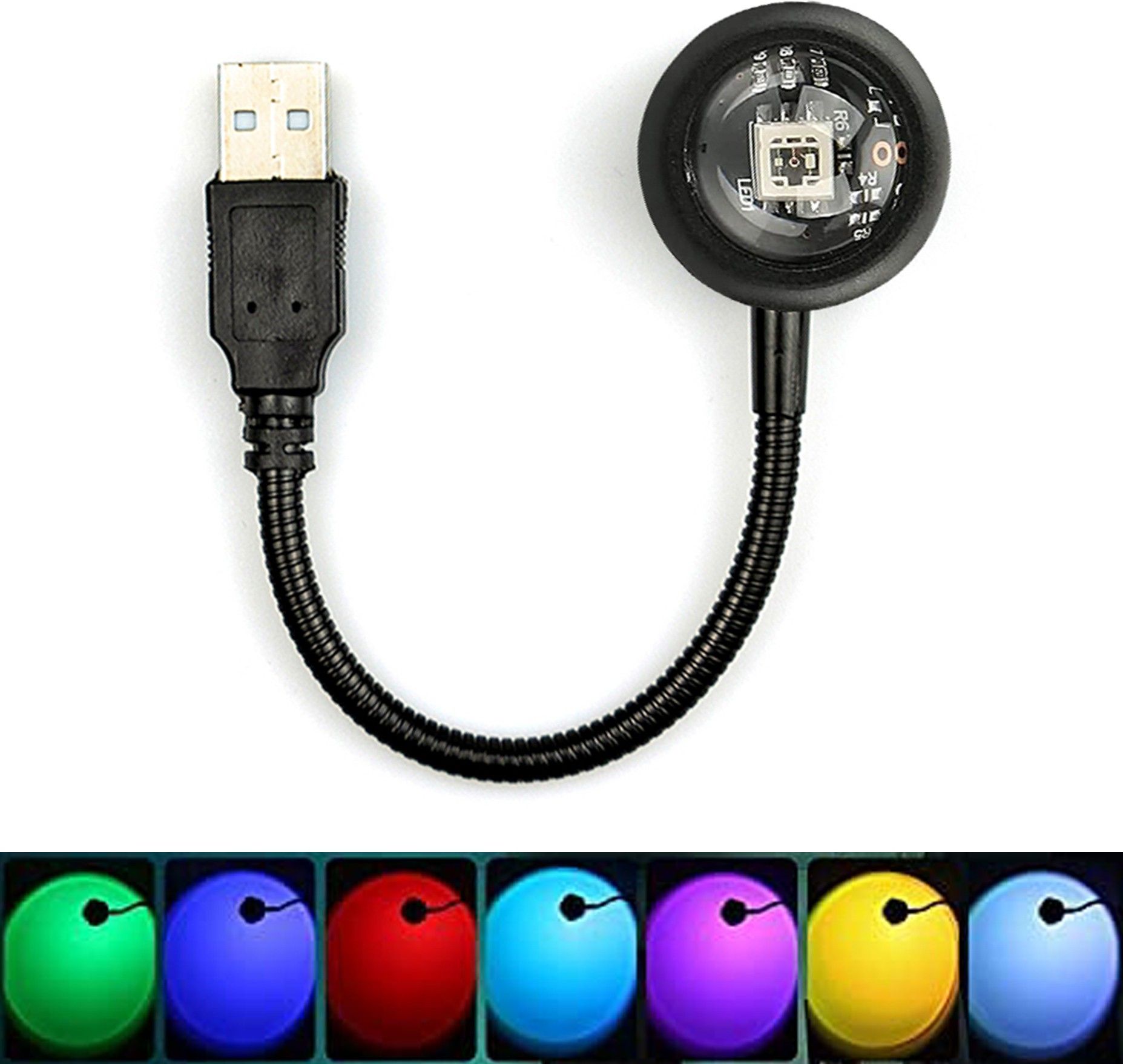 Latest Edition 360 Degree Flexible Sunset Lamp with 7 Color + 13 Functional Mode Shower Laser Light-image-46