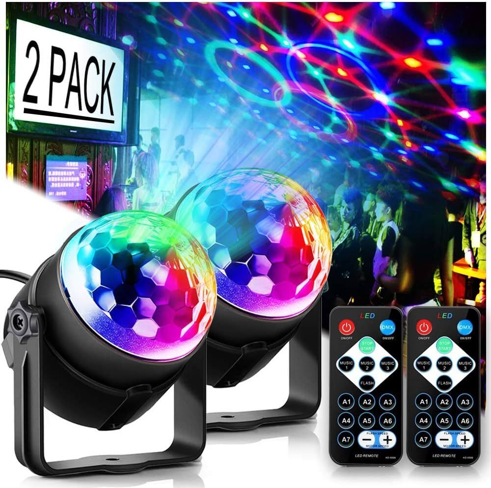 khodiyar enterprises Party Lights DJ Disco Ball 7 Colors Sound Activated Remote Control Disco Ball Set-picture-23