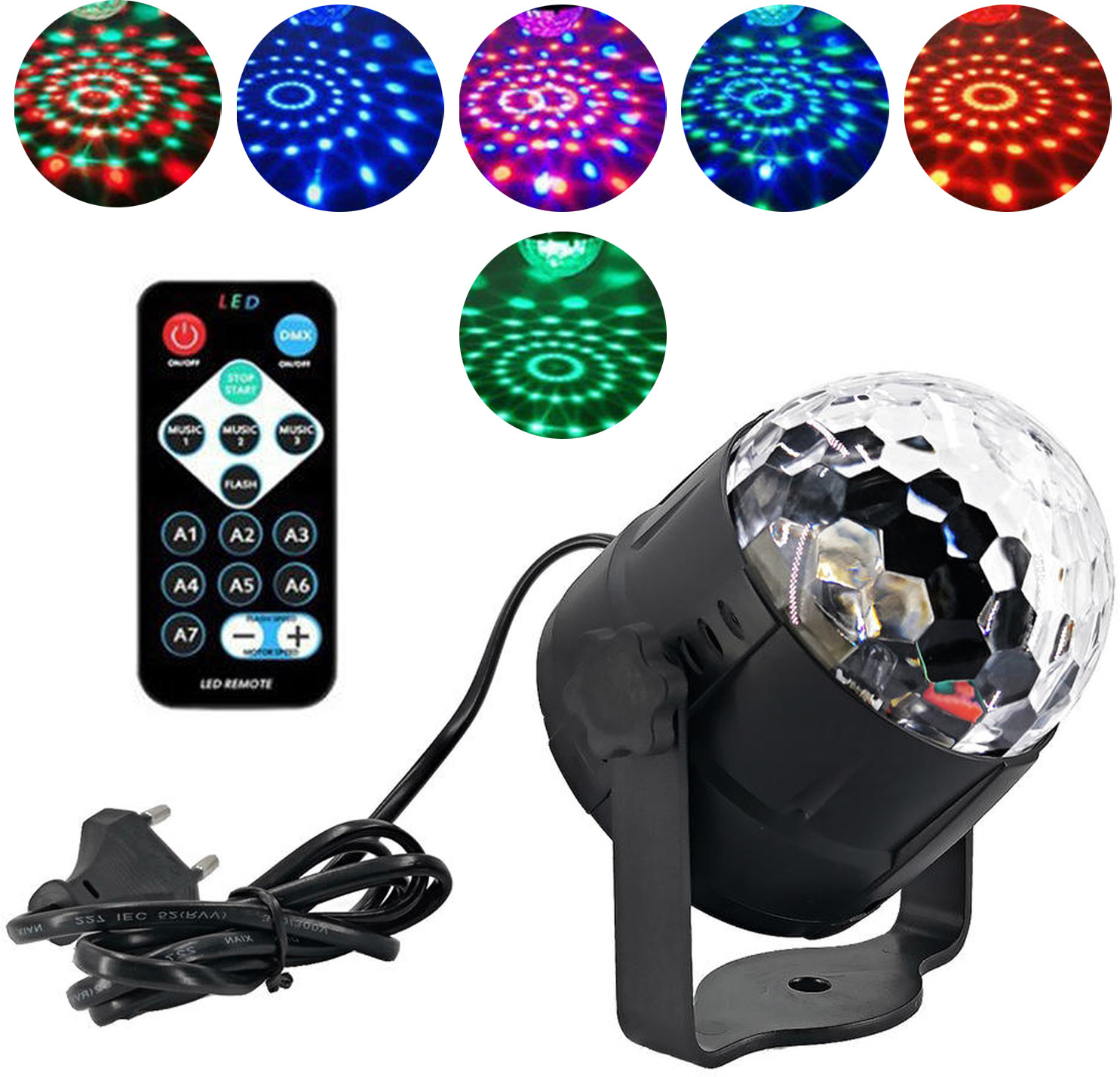 mobizac RGB DISCO Projection Light with 7 Functional Modes Party DJ Light for Birthday Disco Ball Set image 1