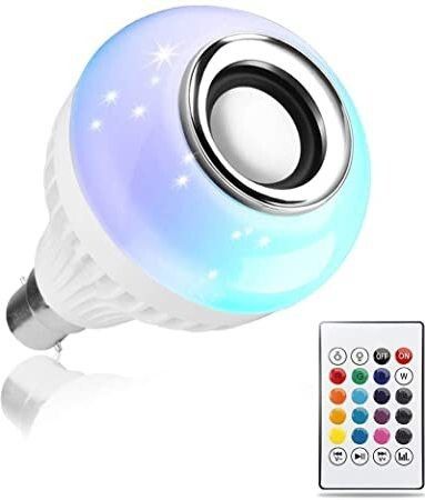 3 in 1 12W LED Bulb with Bluetooth Speaker Music Light Bulb B22 + RGB Light Ball Bulb Colorful with Remote Control for Home, Bedroom, Living Room, Party Decoration (Multicolour) Dual Disco Ball-image-21