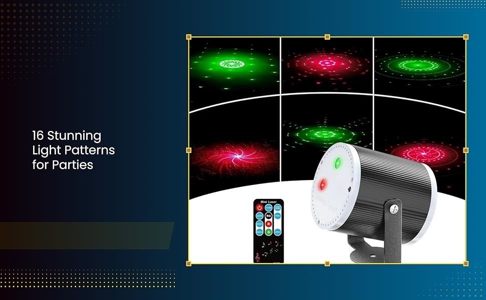 astound Party Light Mini Cylinder DJ Disco Laser Light with 16 Patterns & 4 Modes Shower Laser Light-picture-38