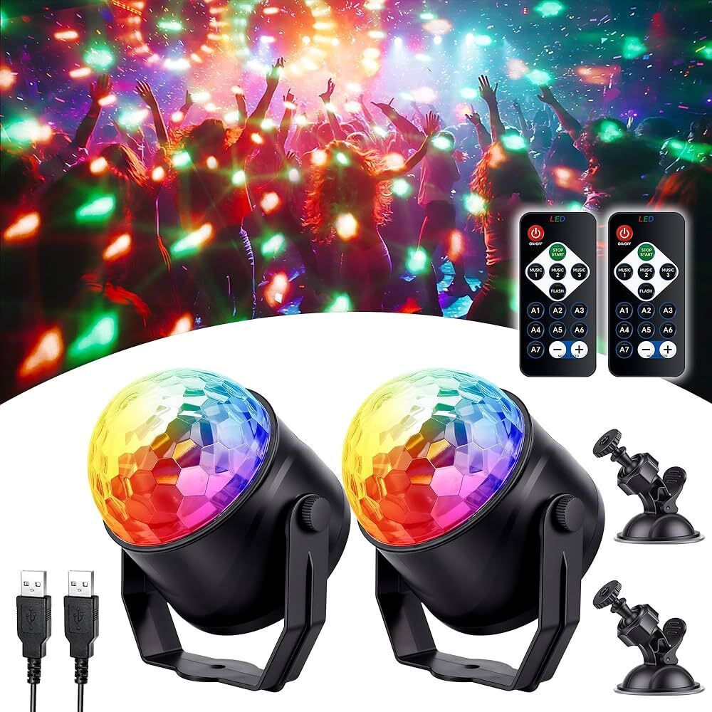 khodiyar enterprises Party Lights DJ Disco Ball 7 Colors Sound Activated Remote Control Disco Ball Set-picture-6