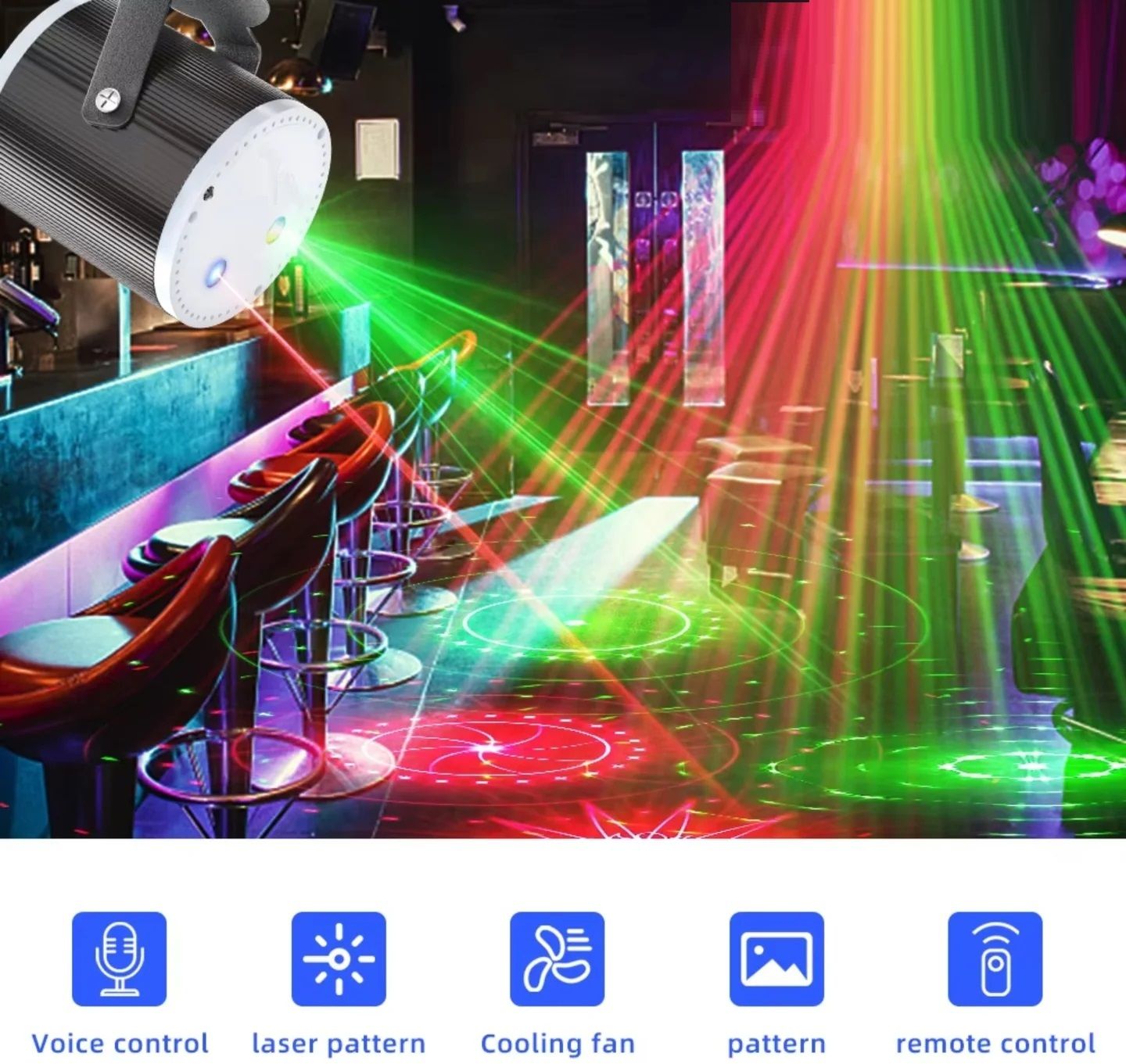 Mini Cylinder DJ Disco Laser Light with 16 Patterns & 4 Modes Shower Laser Light-image-45