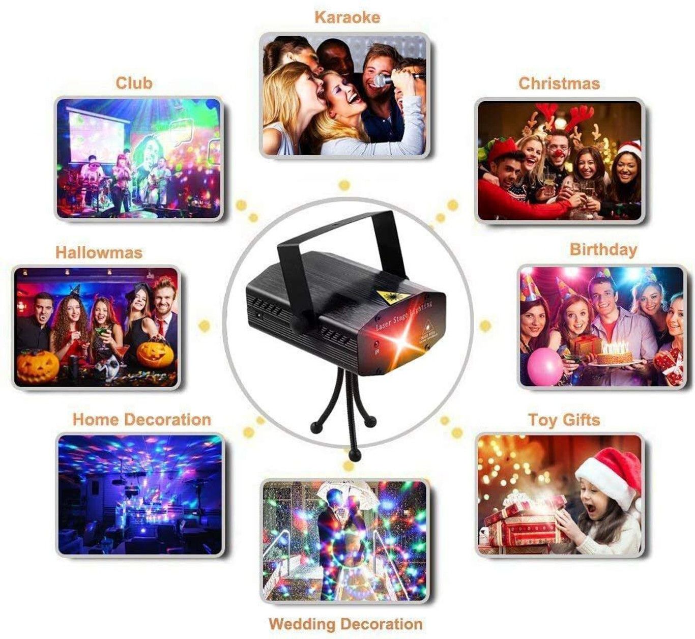 enmora Mini Laser Projector Light Featuring Sound-Activated Disco Ball CX1 Dual Disco Ball-picture-15