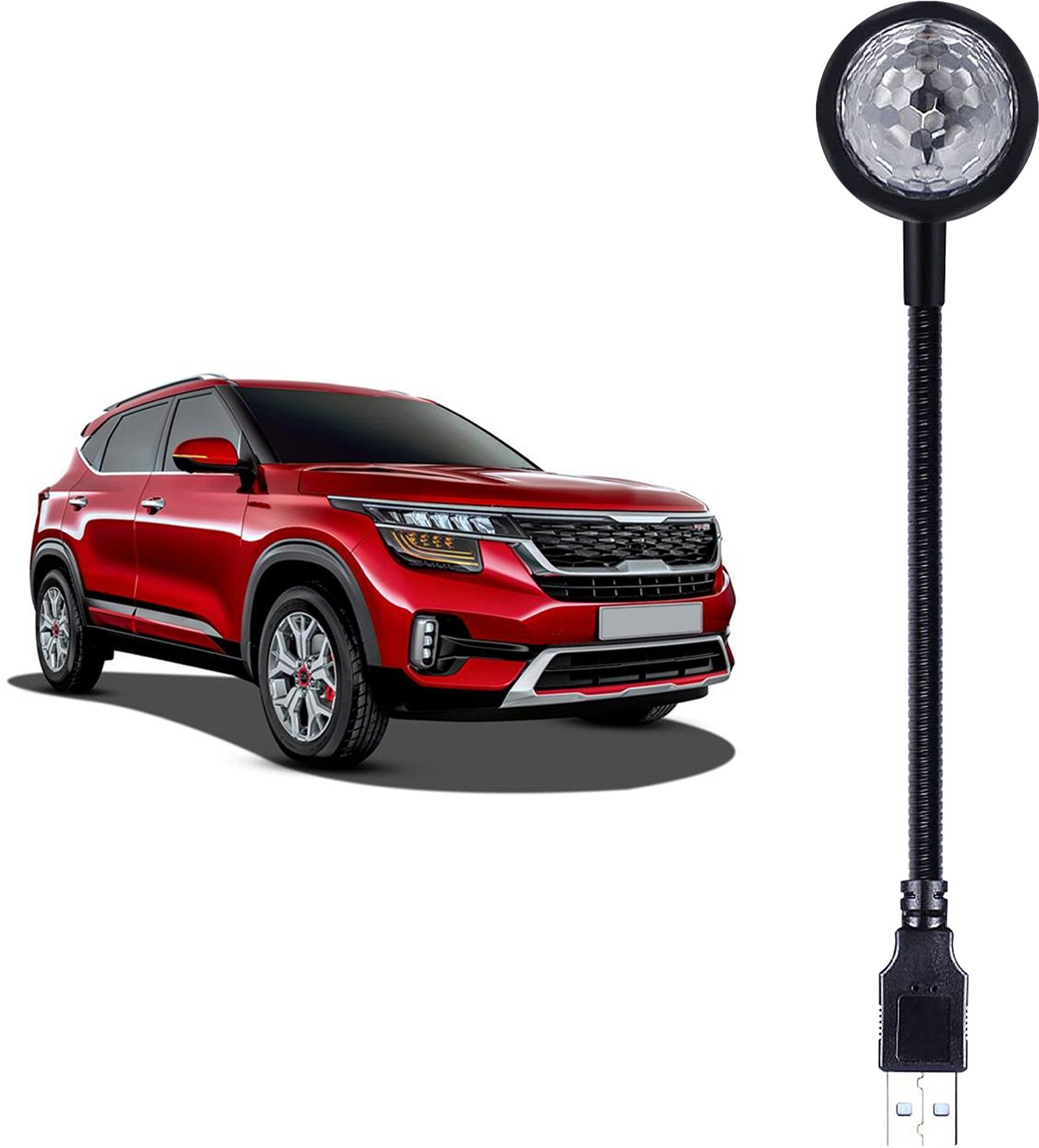 DISCO Projection Light 7 Colors + 9 Functional Modes Light for Seltos Car & SUVs Single Disco Ball-image-19