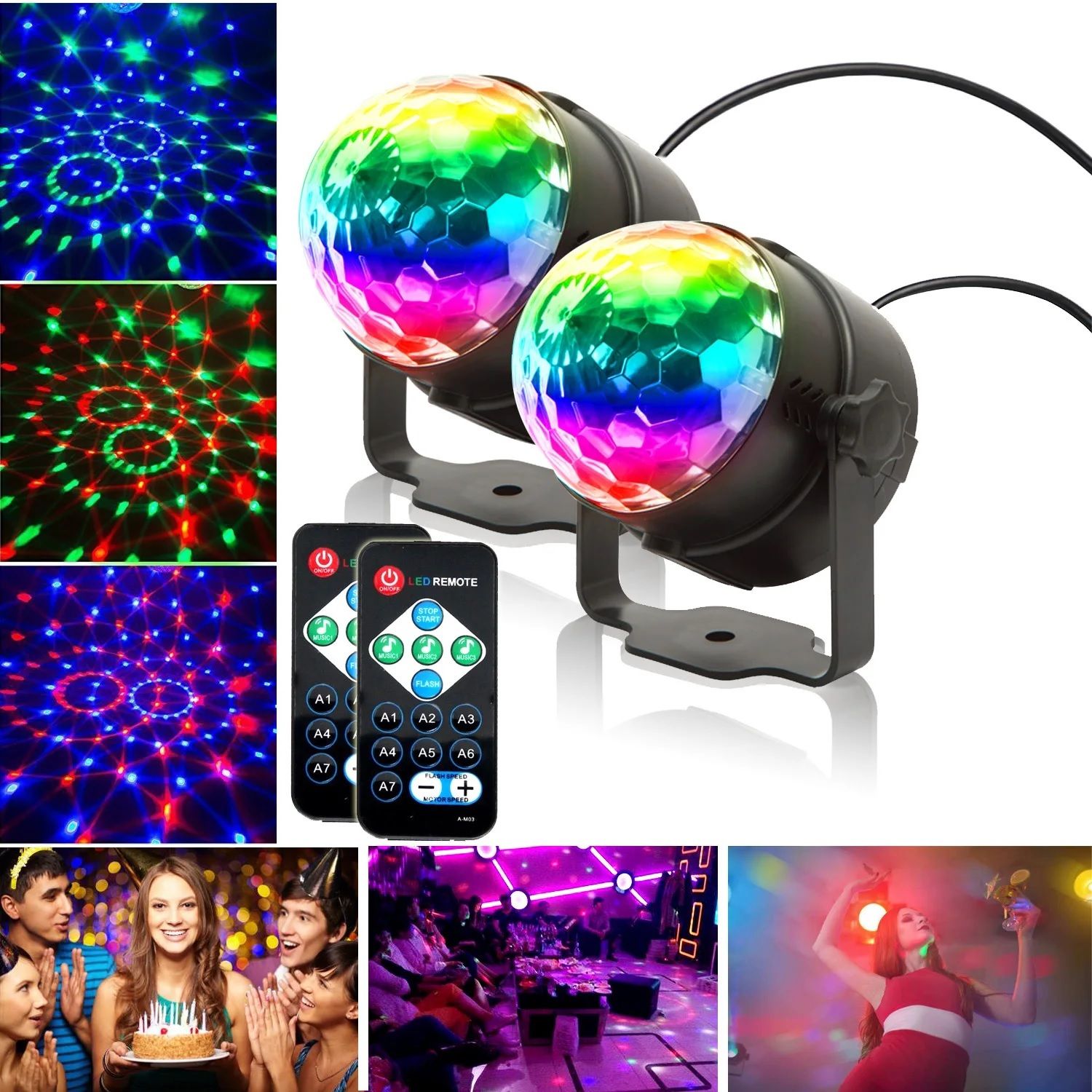 trudo Disco Ball, LED Party Lights, Music Controlled Mini DJ Party Lights Single Disco Ball-picture-34