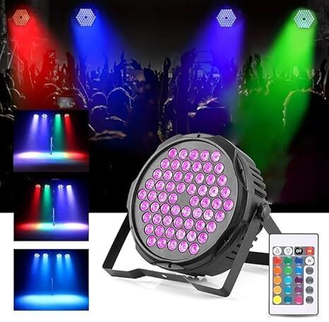 RGB Stage Par Light 60 Led-DJ Light with Remote Control | UV 6in1 Color Uplight Disco Ball Set-image-14