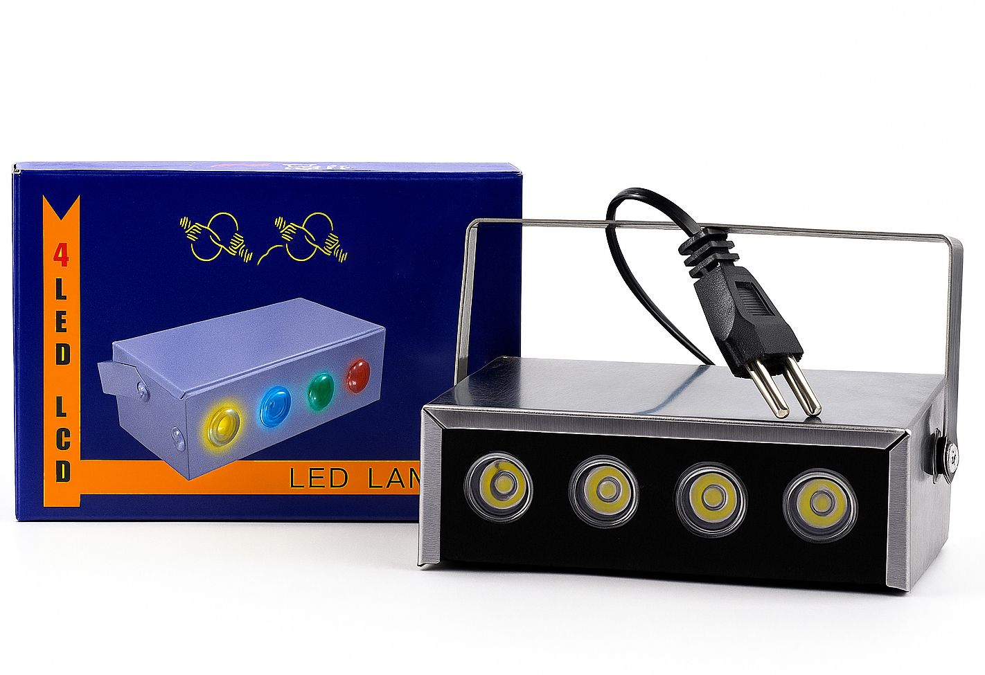 4 LED RGB Focus Light – Button Speed Control for Party & Pooja Decor Disco Ball Set