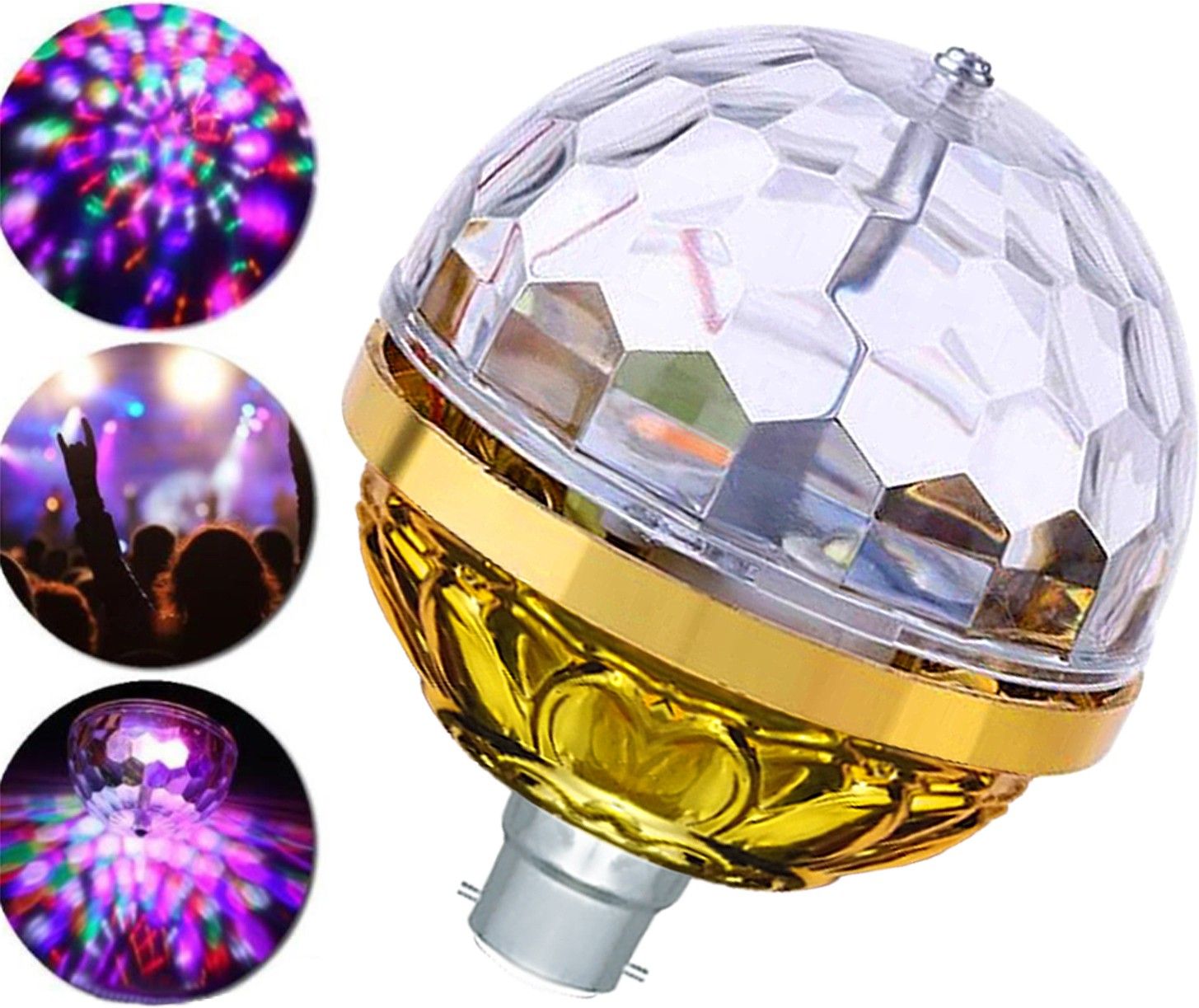 moozmob Golden Jumbo Dj Light for Home Bedroom Party Birthday and Dancing Stage Bulb Single Disco Ball-picture-37