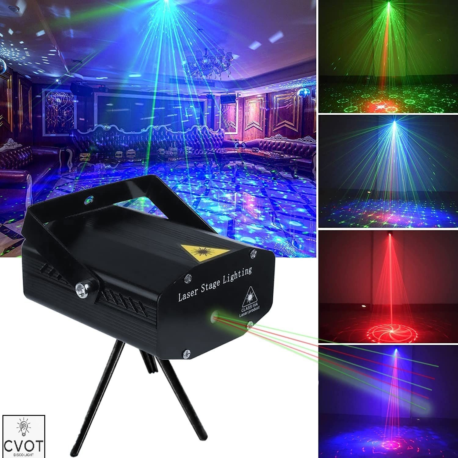 cvot Projector Laser Light Dj Voice-Activated DJ Disco Party Club Light Red Green Disco Ball Set-picture-36