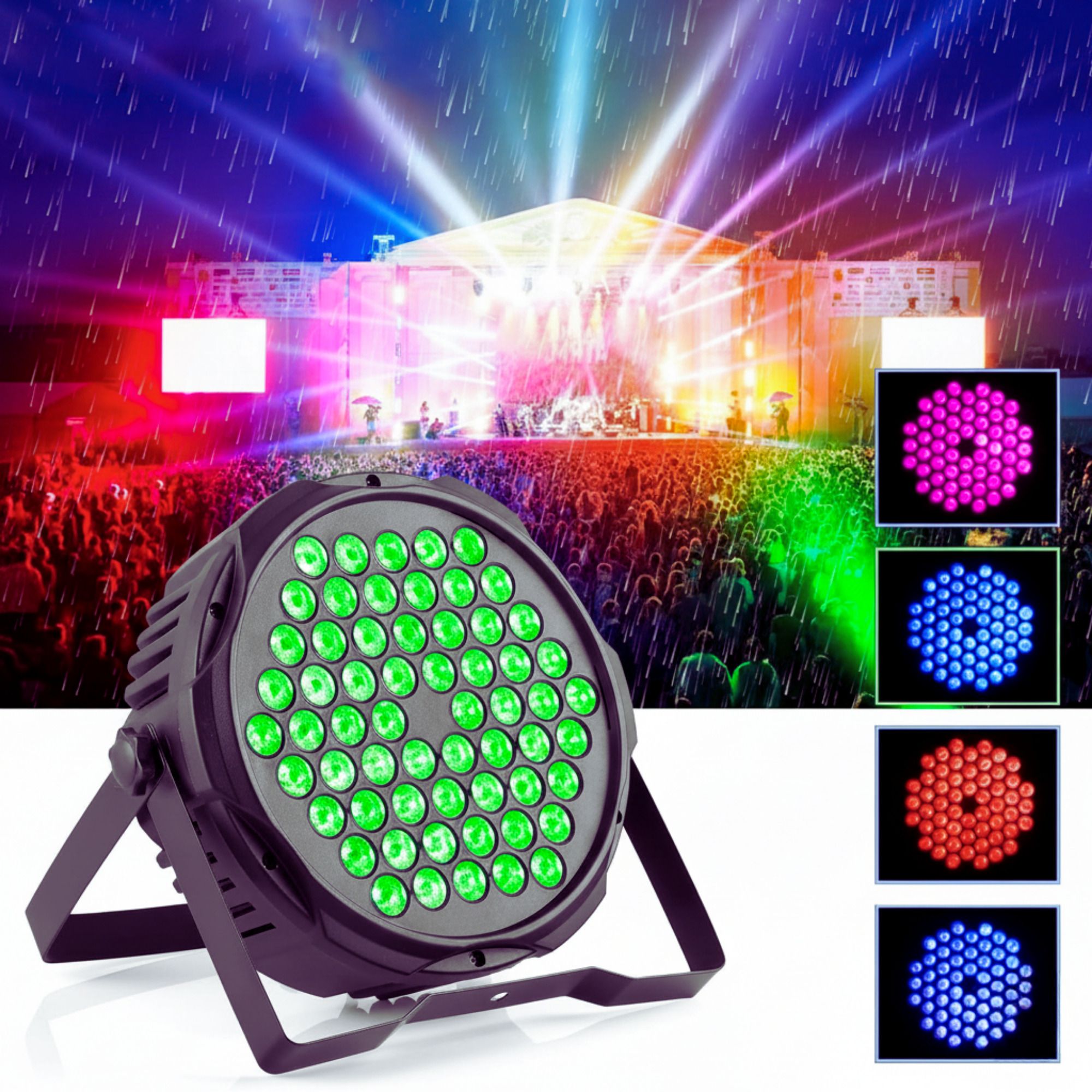 60 LED DJ PAR LIGHT RGB Multicolor DJ Party Light | Stage/Disco/Wedding Lighting Disco Ball Set-image-38