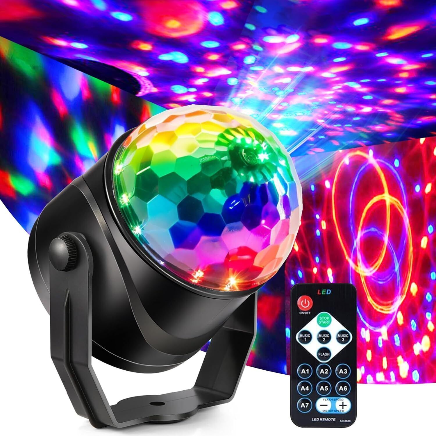 granthi enterprise RGB Party Disco Light with Remote,16 Color Mode DJ Light for Home Party Birthday Disco Ball Set-picture-14