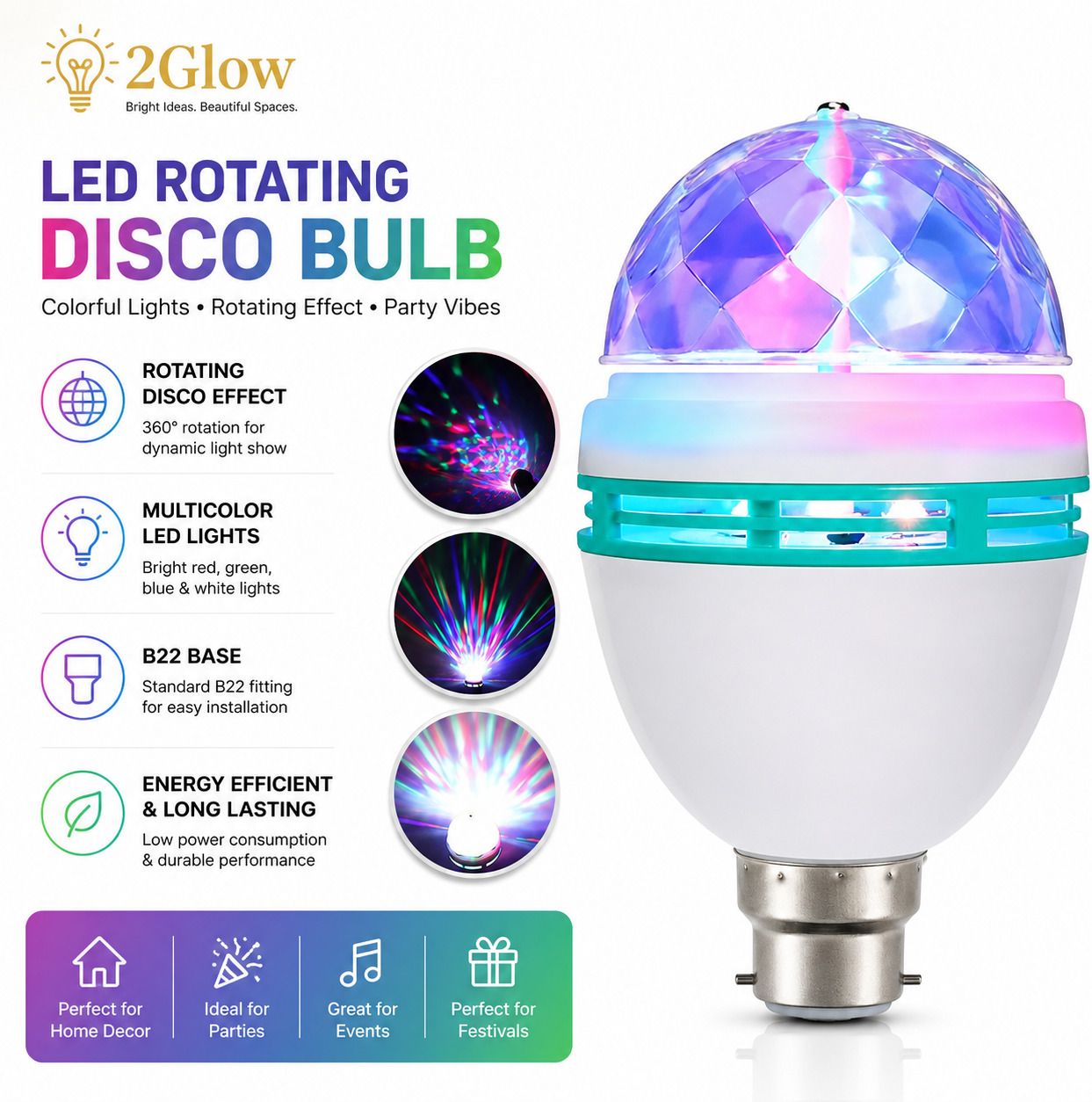 360 Degree Rotating Crystal LED Bulb Single Disco Ball-image-38