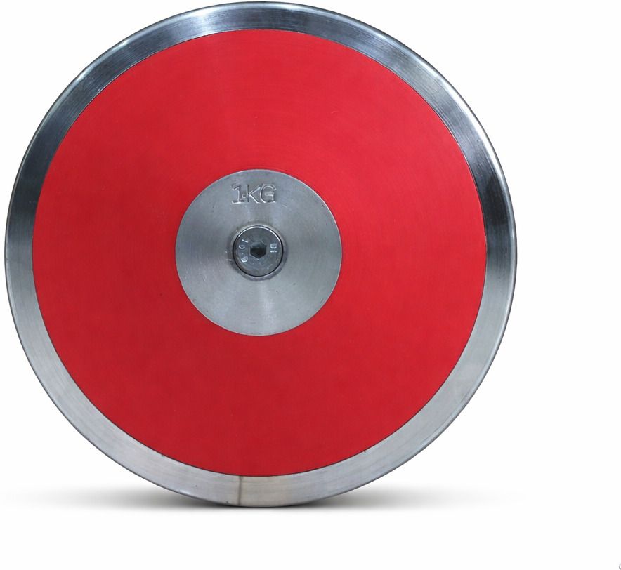 Premium Quality Discus Throw |Material Fiber & Steel Rim| Red Color Weight 1 kg| Fiber Discus Throw Disc