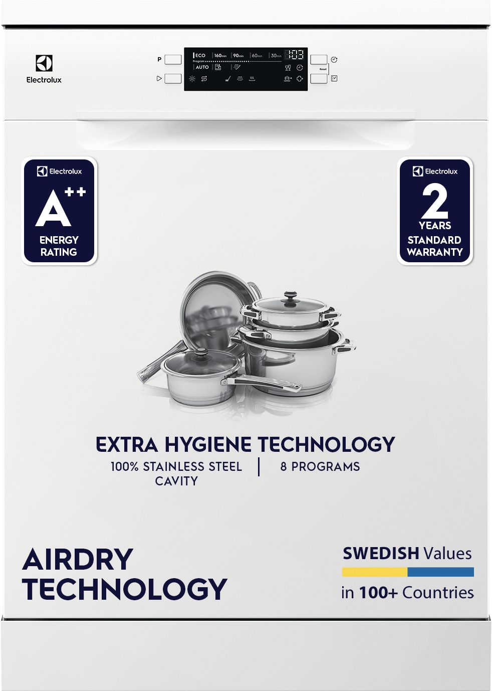 UltimateCare 300, ESA47220SW Free Standing 13 Place Settings Dishwasher