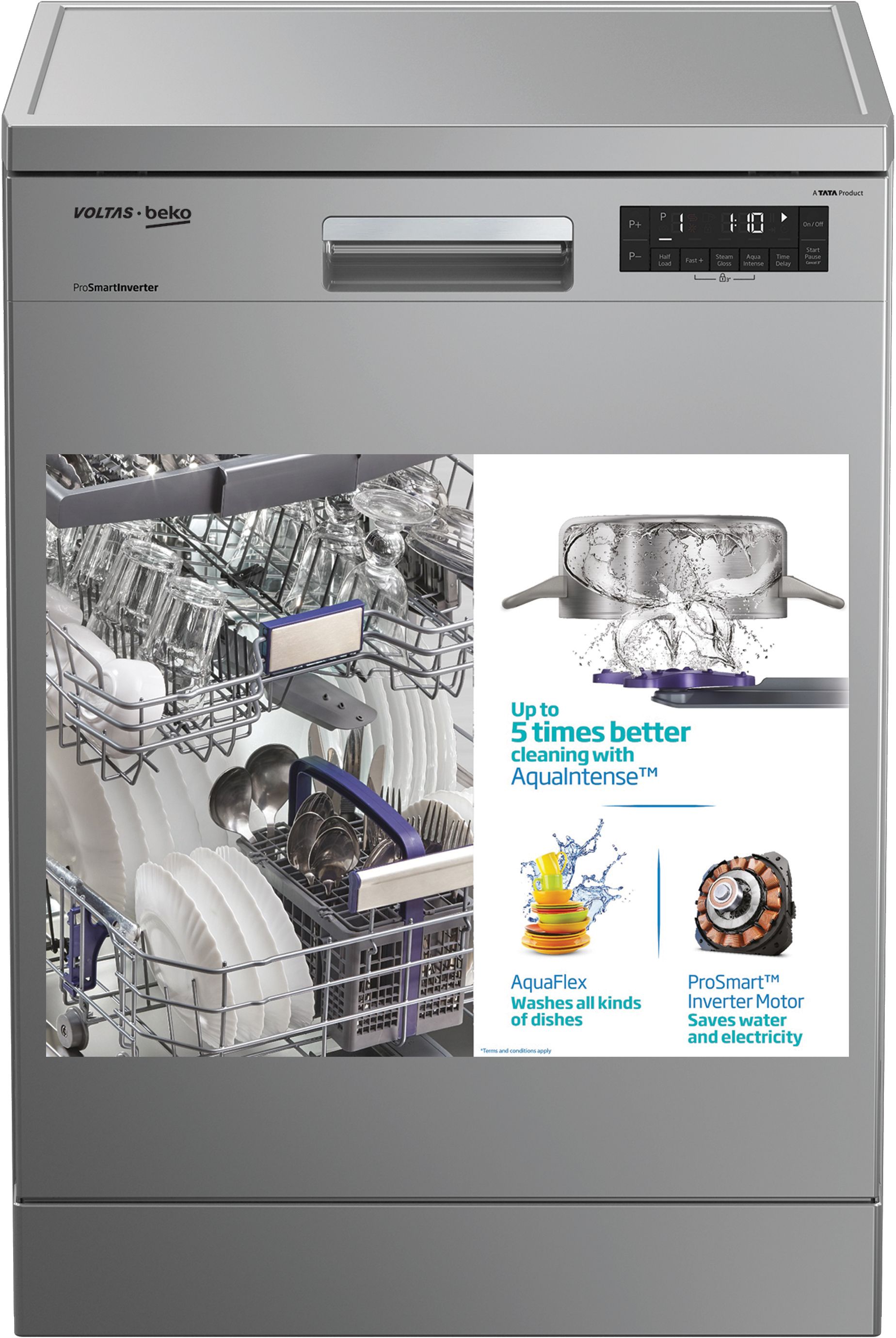 voltas beko DF14S2 Free Standing 14 Place Settings Intensive Kadhai Cleaning| No Pre-rinse Required Dishwasher-picture-15