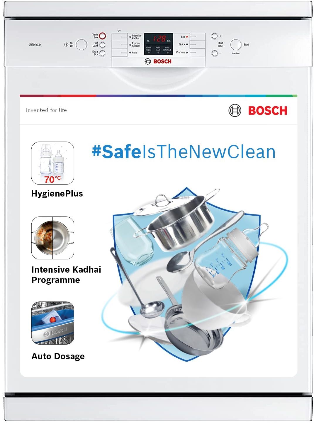 SMS66GW01I Free Standing 13 Place Settings Intensive Kadhai Cleaning| No Pre-rinse Required Dishwasher