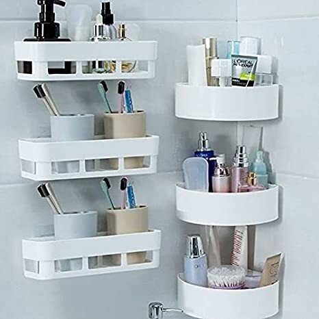 laxical SET OF 6 ABS Plastic Multipurpose Home Decor Kitchen Bathroom Accessories Sets Plastic Wall Shelf-picture-21